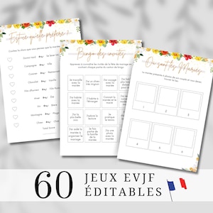 Bachelorette party games - Pack of 60 French bachelor party games - Bachelorette party challenges - Bachelorette party activities - Bachelorette party games - Prizes for bachelor party - Flowers