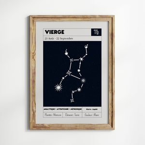 Sternbild Jungfrau Poster | Sternzeichen-Poster | Astrologie-Geschenkidee | Astrologie-Wanddekoration | Sternzeichen-Poster