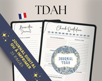ADHD journal in French, A4 and A5 printable PDF planner, agenda, well-being, adult, organization for neuroatypical person, ASD