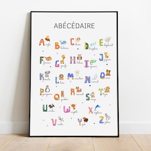 Abecédaire Animals - Children&#39;s room decoration poster - Educational poster to learn the alphabet