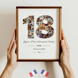 Affiche 18 ans, Cadeau 18 ans personnalisable, Anniversaire 18 ans, Décoration d’anniversaire à Imprimer, Collage 18ème anniversaire, Canva