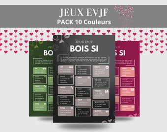 Pack Jeux EVJF  - Jeu d'enterrement de vie de jeune fille éditable- Buvez si français - Défis evjf - Activités evjf - Gages pour evjf - evjf