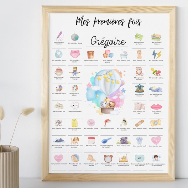 Affiche Mes premières fois bébé | Décoration murale chambre bébé | Affiche naissance bébé | Affiche numérique | Idée cadeau de naissance |