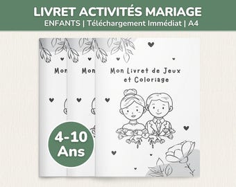 Libro de actividades para bodas infantiles, libro para colorear de bodas, juegos de mesa imprimibles para bodas, regalos de boda, digital