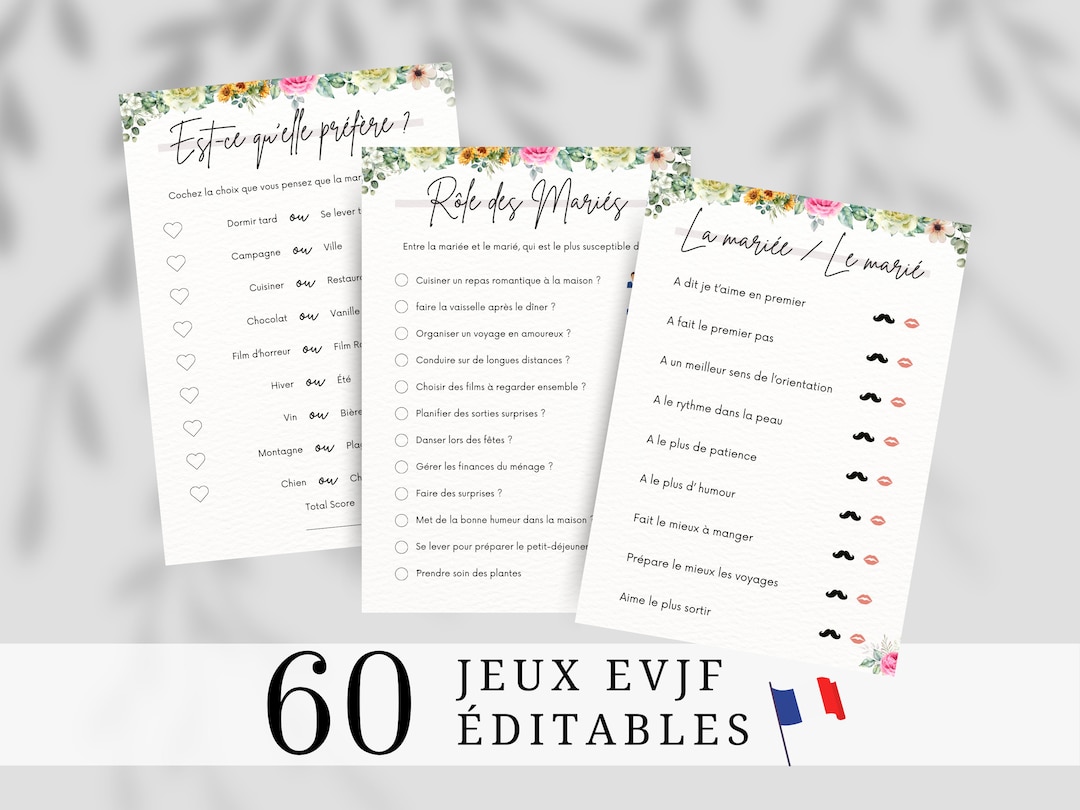 Jeux EVJF - Pack De 60 Jeux Enterrement De Vie De Jeune Fille Français