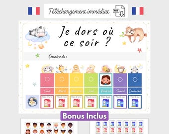 Alternate child custody schedule, Weekly alternate custody schedule, Child calendar for separated parents, French weekly schedule, to print