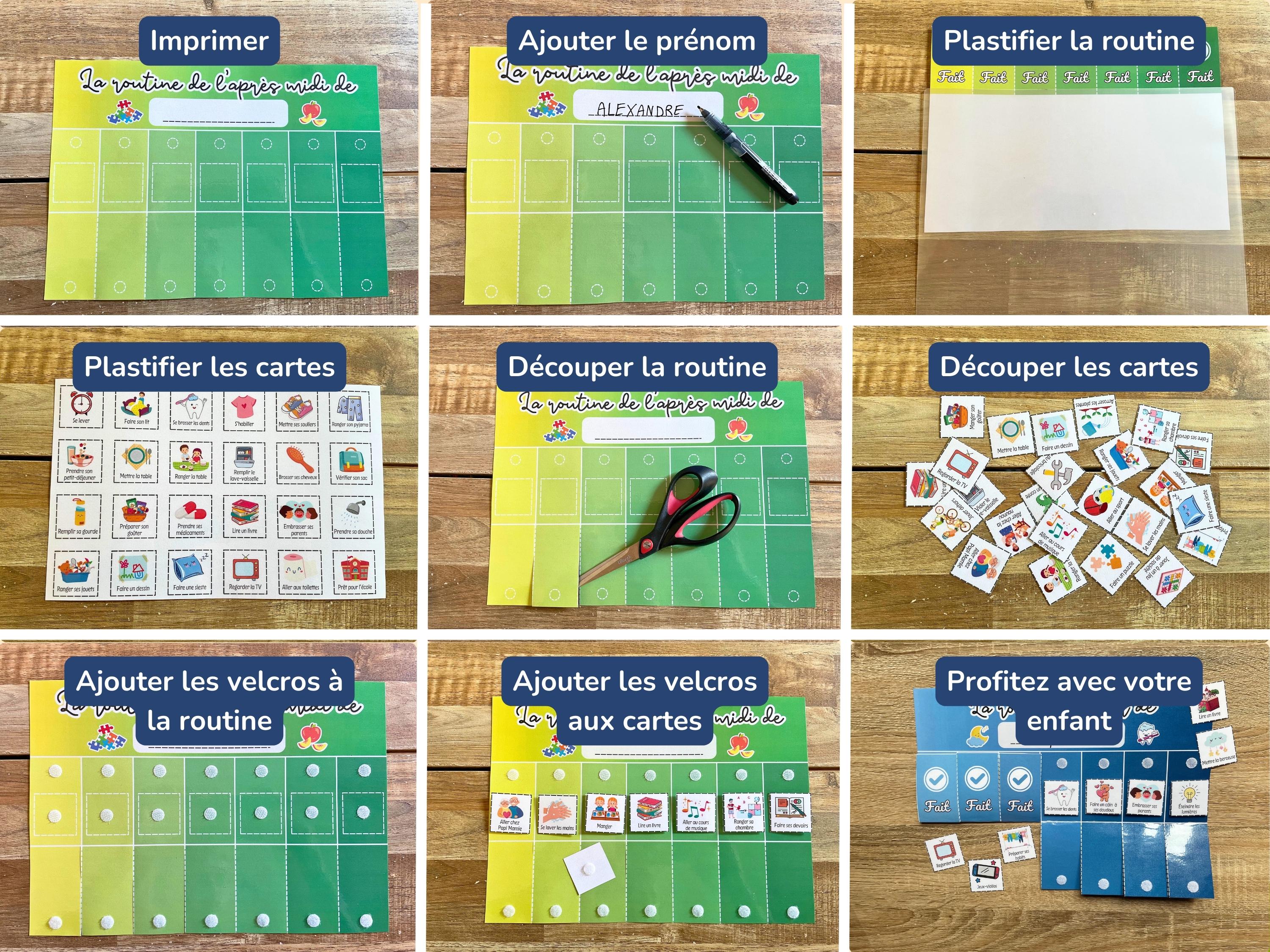 Mimrou® Planning Journalier Montessori Pour Enfants +60 Étiquettes Routines - Calendrier Éducatif Dès 3 Ans Adapté TDAH TSA