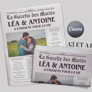 Grooms Gazette Wedding Announcement Template, Customizable Wedding Invitation, Wedding Journal Template, Wedding Games, Wedding Template
