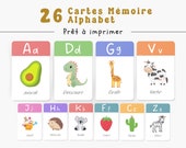 Cartes mémoire imprimables Alphabet - Ressource d'apprentissage préscolaire, Décoration de salle de classe, Téléchargement numérique