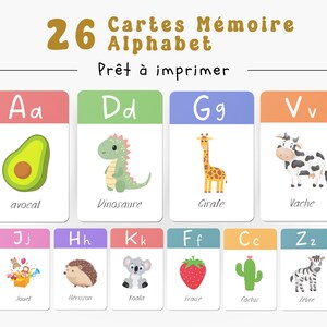 Cartes mémoire imprimables Alphabet - Ressource d'apprentissage préscolaire, Décoration de salle de classe, Téléchargement numérique