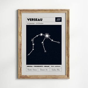 Sternbild Wassermann Poster | Sternzeichen-Poster | Astrologie-Geschenkidee | Astrologie-Wanddekoration | Sternzeichen-Poster