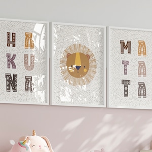 Impresión de pared Safari, Conjunto de 3 arte de pared Boho Safari, Carteles para la habitación de los niños, Decoración infantil. regalo de nacimiento del bebé