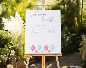 Indovina il pannello di genere, pannello Baby shower, Gender Reveal, Riddle, Giochi baby shower, modello canva, download istantaneo