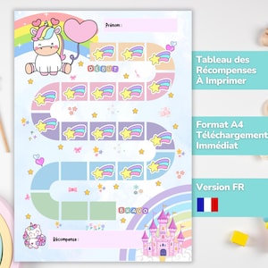 Tabla de recompensas de unicornio | Cuadro de comportamiento | montessori | Cuadro de motivación infantil | Aprendizaje divertido | Digital