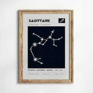 Sternbild Schütze Poster | Sternzeichen-Poster | Astrologie-Geschenkidee | Astrologie-Wanddekoration | Sternzeichen-Poster
