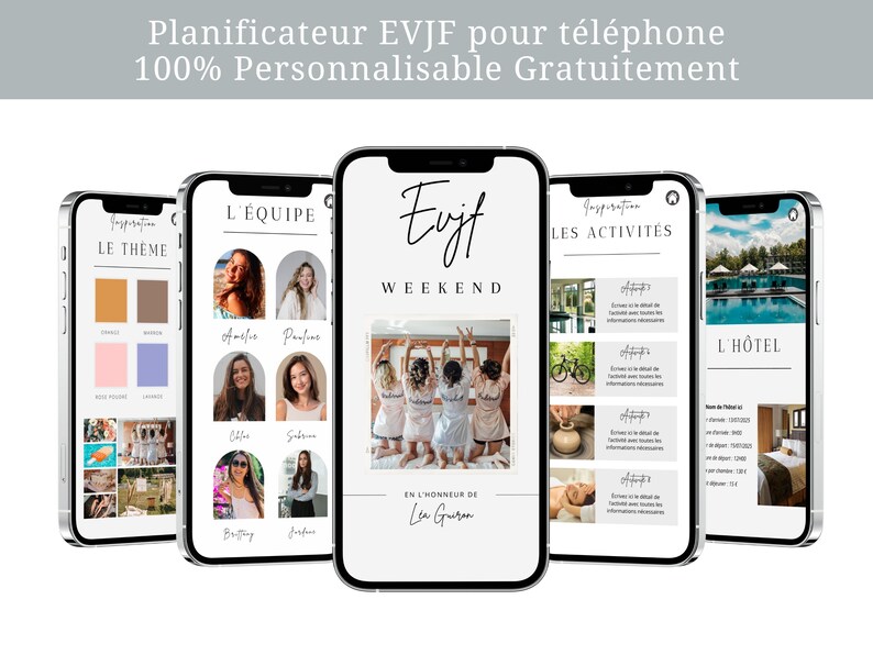 Pode incluir: Um planejador digital para um fim de semana de despedida de solteira. O planejador &eacute; dividido em se&ccedil;&otilde;es para o tema, a equipe, as atividades e o hotel. O planejador &eacute; personaliz&aacute;vel e gratuito.