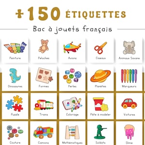 Labels for toy bins, storage labels, Montessori, playroom labels, daycare, home school, digital, French
