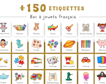 Labels for toy bins, storage labels, Montessori, playroom labels, daycare, home school, digital, French