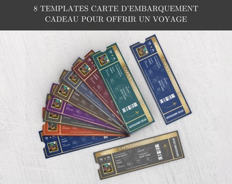 Modèle modifiable de carte d'embarquement, billet d'avion personnalisé imprimable, carte d'embarquement or, Idée cadeau voyage français