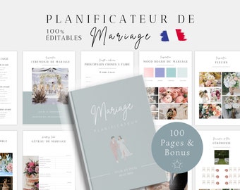 Planificateur mariage français, organisateur de mariage Canva, agenda mariage digital, agenda planning mariage, wedding planner en français