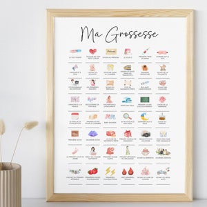 Pregnancy poster | Gift idea for future mothers | 48 dates | Pregnancy monitoring | Pregnancy diary | Birth gift idea |