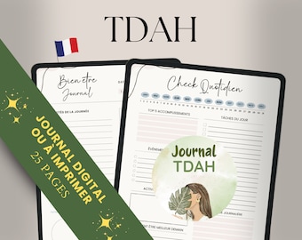 ADHD Journal in French, printable PDF planner A4 and A5, diary, well-being, adult, organization for neuroatypical people, ASD