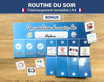 Routine per bambini in francese, Educazione Montessori positiva, Calendario serale per bambini, Grafico di routine da stampare, Pianificazione, Settimanale