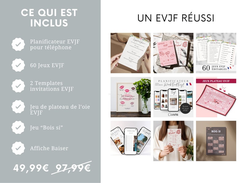 EVJF COMPLETE PACK, jogos de despedida de solteiro, convites de despedida de solteiro, planejador de despedida de solteiro, despedida de solteira, pacote, modelo canva editável imagem 2
