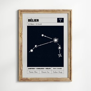 Widder-Sternbild-Poster | Sternzeichen-Poster | Astrologie-Geschenkidee | Astrologie-Wanddekoration | Sternzeichen-Poster