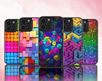 Color Square Style Tough Phone Case iPhone 14 13 12 11 8 X XS XR Plus Pro Mini Max Samsung Galaxy S23 S22 S21 A72 A70 A54 A32 A20 Ultra Plus