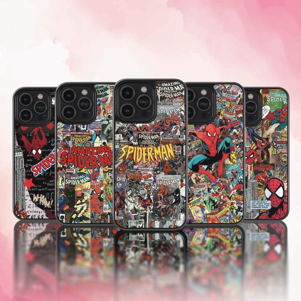 Custodia rigida per telefono stile Spider Man iPhone 15 14 13 12 11 8 7 X XR Plus Pro Mini Max Samsung Galaxy S23 S22 S21 A70 A54 A52 A23 A22 Ultra Plus