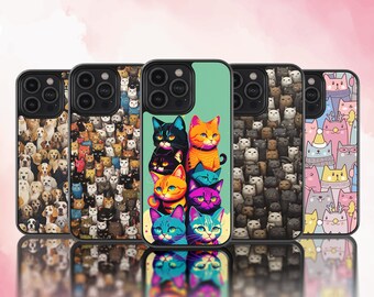 Funny Cat Stack Style Design Tough Phone Case iPhone 14 13 12 11 XR Plus Pro Mini Max Samsung Galaxy S23 S22 S21 S20 S9 A71 A54 Ultra Plus