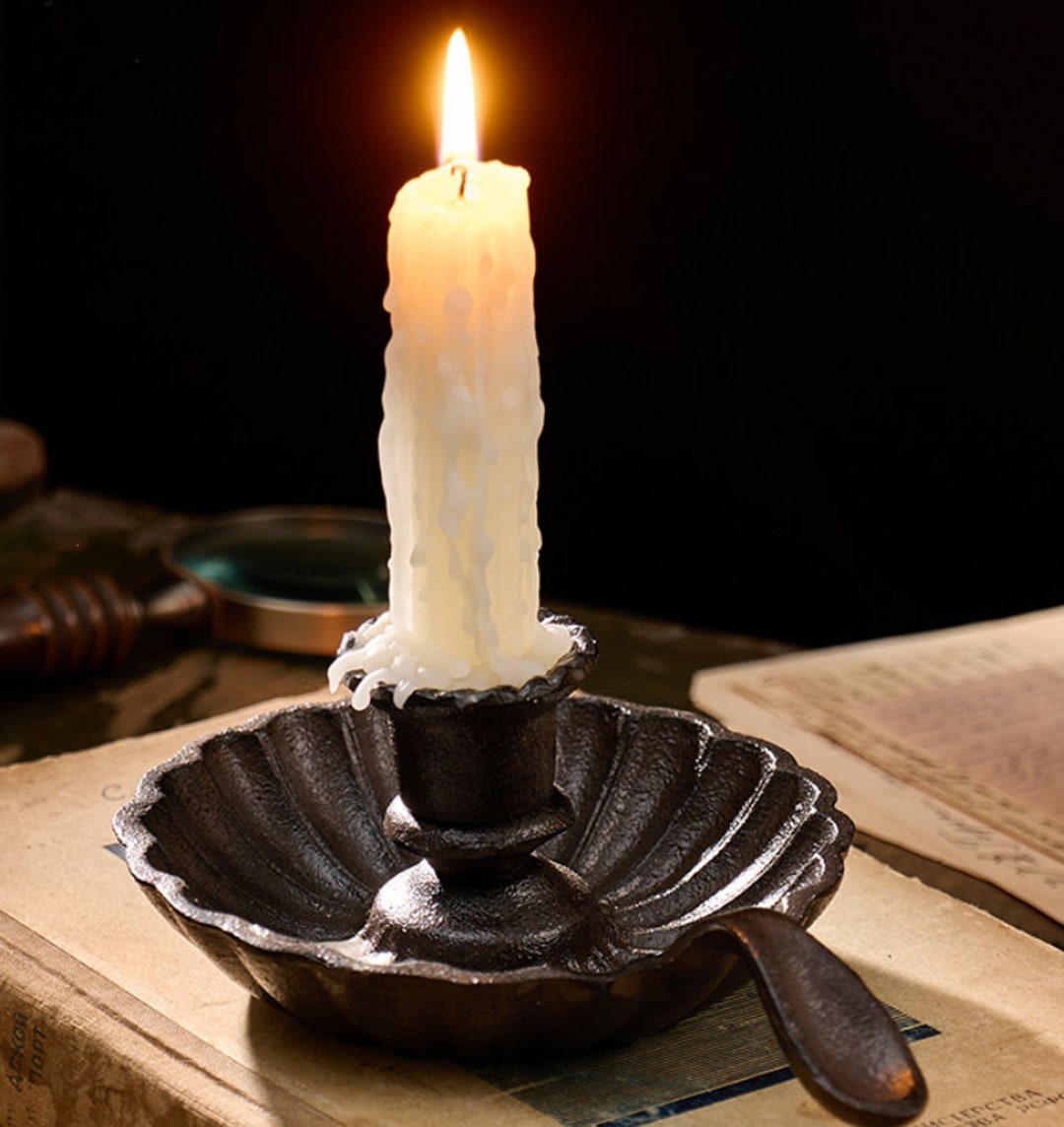Retro Cast Iron Candle Holder Aesthetic Taper Candlestick Etsy