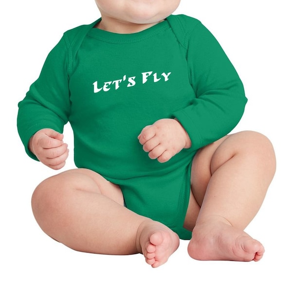 Philadelphia football baby outfit, let’s fly! Gift for Eagles fan shirt in retro kelly green. Infant Long Sleeve Bodysuit