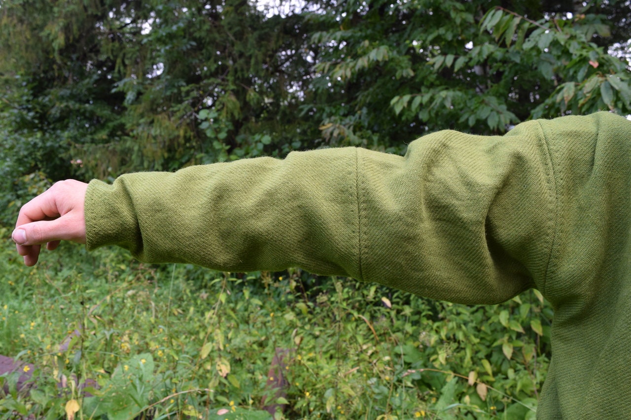 25年　Rosymonster kurage border tunic 緑 Four Gores Wool Tunic Inspired Kragelund Mose Tunic, Medieval