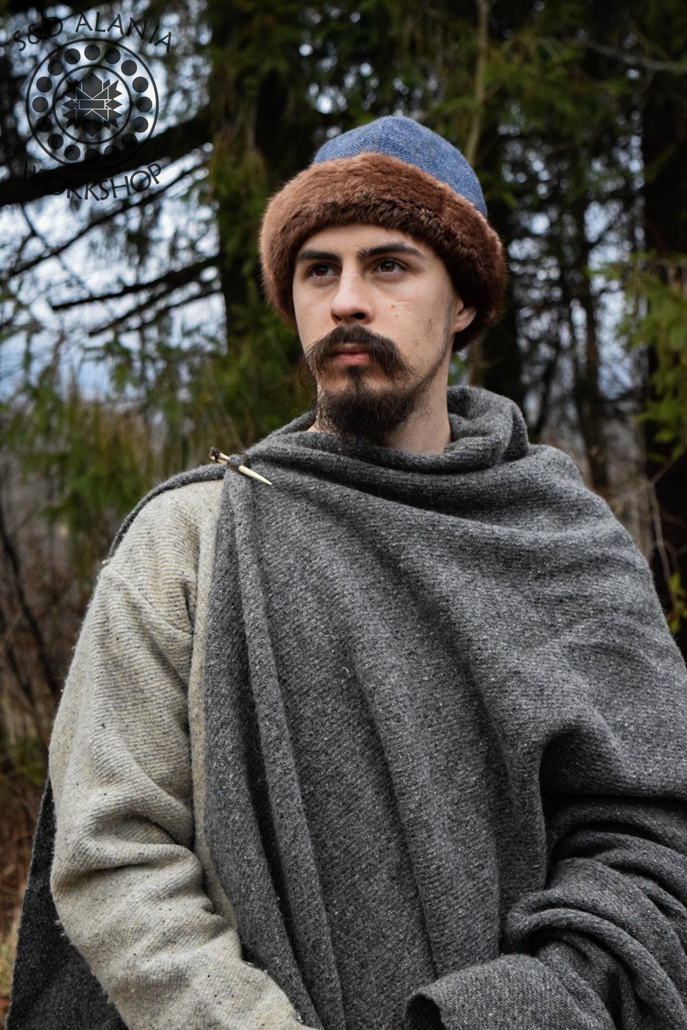 Medieval Viking Wool Hat With Fur - Etsy