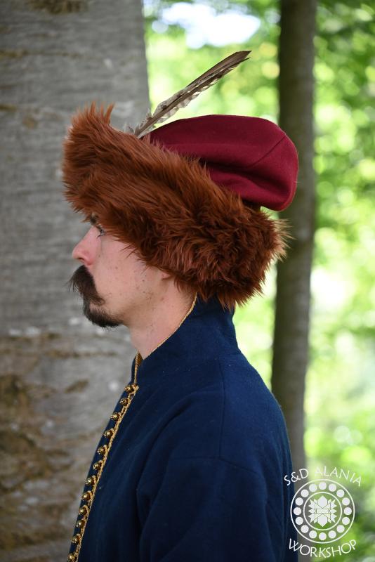 Wool Kolpak Hat, High cap with a slit fur, 17th century Poland