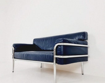 Ledersofa im Bauhaus-Stil aus der Mitte des Jahrhunderts im Cassia-Stil, 1980er Jahre, Ledercouch, Ledersofa, Ledersofa, Vintage-Ledersofa