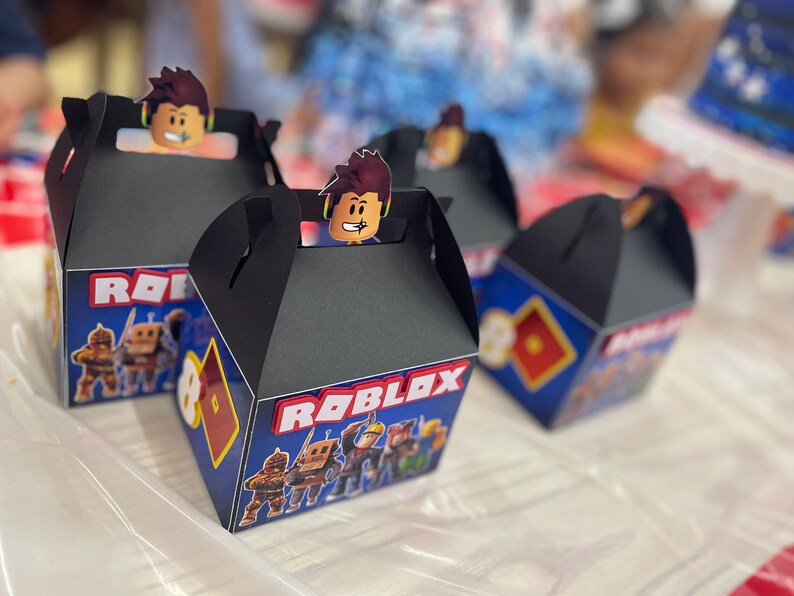 Roblox Party Favor Box Set of 6 Party Decorations HBD Banner Cake