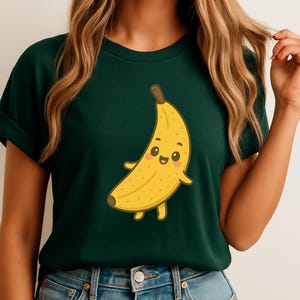 Cute Kawaii Banana PNG, Happy Banana Digital Art, Fruit Cartoon Sublimation PNG, Instant Download for T-Shirts