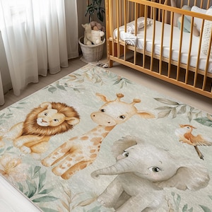 Safari Tierteppiche für Kinderzimmer, Kinderteppich Safari-Dschungel, Safari-Teppich für Kinderzimmer, Safari-Kinderzimmerteppich Runde Matte, Safari-Kleinkind-Teppiche, Kinderteppich