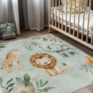 Safari Tierteppiche für Kinderzimmer, Kinderteppich Safari-Dschungel, Safari-Teppich für Kinderzimmer, Safari-Kinderzimmerteppich Runde Matte, Safari-Kleinkind-Teppiche, Kinderteppich