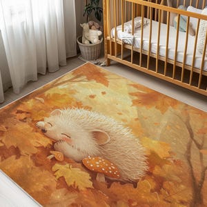 Igel Kinderteppich, Herbstwald Babyzimmer Teppich, Waldtier Spielmatte, Kinderteppich für Kleinkind oder Kinderzimmer Dekor