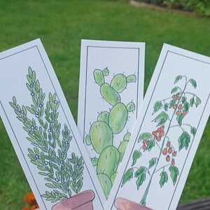 Handmade Watercolour Plant Bookmarks Set of 3