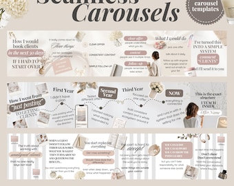 Faceless Instagram Carousel Templates, Seamless Carousels, Social Media Templates for Digital Product Sellers, Prewritten Content Kit