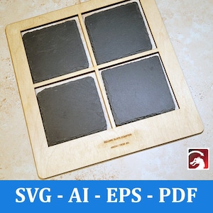 Slate Coaster Laser Engraving Jig Template | Laser Machine Template for Slate Coaster Engraving | Lightburn + SVG + PDF + AI + eps