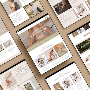 May include: Website screenshots showcasing a yoga and mindfulness studio called "& Body Connection". The website features images of yoga poses, a blog post, and information about workshops and courses.