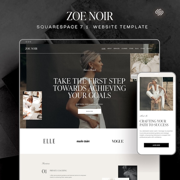 Squarespace Template, Course Template, Website Template, Blogger Template, Squarespace Website Template, Acuity Scheduling, Coaching Website