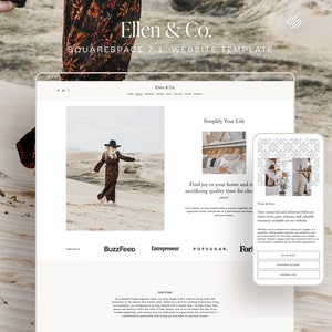 Minimalistische Squarespace-websjabloon, website voor kleine bedrijven, responsief ontwerp