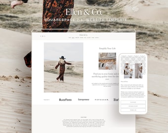 Minimalist Squarespace Web Template, Small Business Website, Responsive Design